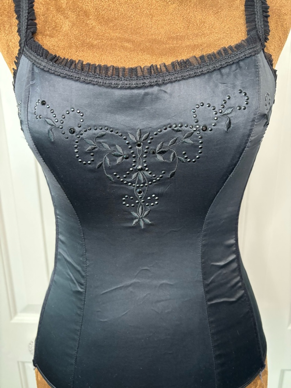 Victorias Secret Sexy Little Things Black Embellished Satin Bustier Top, Small - Picture 7 of 11